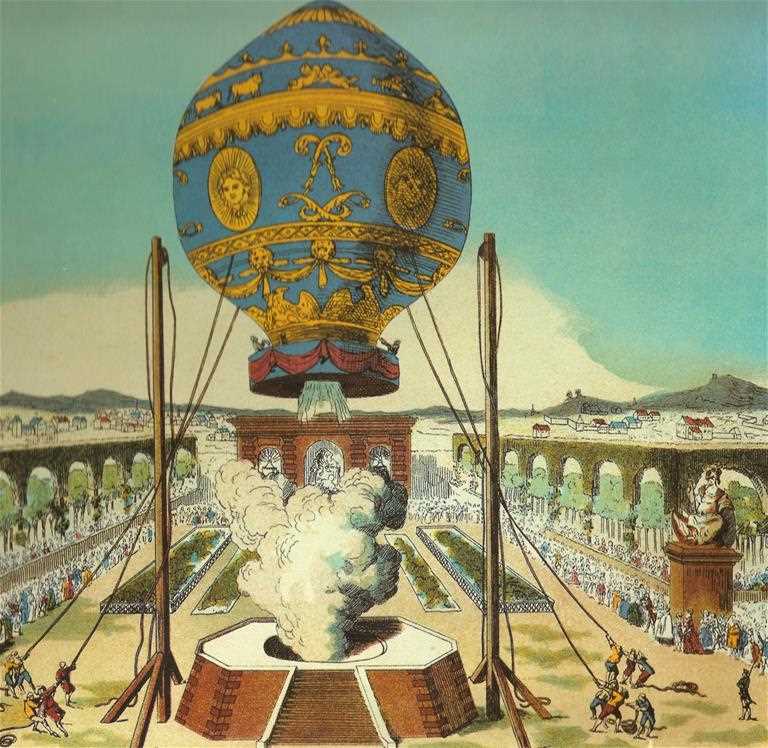 Den första bemannade varmluftsballongen (designad av bröderna Montgolfier) startar från Bois de Boulogne, Paris, den 21 november 1783. 